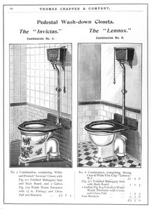 Modellen van toiletten met spoelbak door Unbekannt