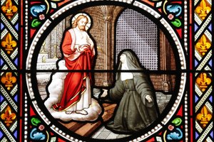 Sainte Marguerite-Marie (Marguerite Marie) Alacoque (1647-1690) mystica van de orde van de visitatie, glas-in-lood, Paray le Monial, Saone et Loire