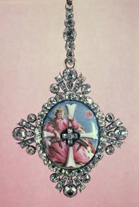 Insigne van de Orde van St. Catherine, zilver met briljant geslepen diamanten en email miniatuur, 1770-80