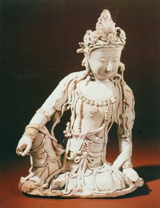 Ching-te-Chen wit geglazuurd beeld van Arolo Kites Vara, Yuan-dynastie, laat 13e-begin 14e eeuw
