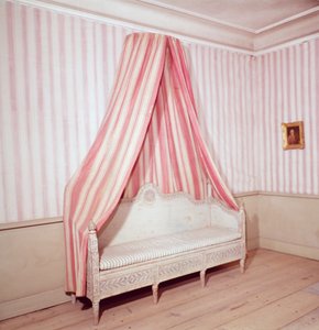 Inklapbaar bed in het huis van Carl Linnaeus, Hammarby, Uppsala, Zweden