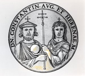 Constantijn VI (770-c.797 AD) en zijn moeder Irene (gravure) door Unbekannt Unbekannt