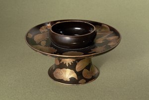 Kopstandaard met Nashiji-decoratie, Japans, 19e eeuw door Unbekannt Unbekannt