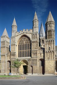 Exterieur van de westelijke ingang van Rochester Kathedraal door Unbekannt Unbekannt