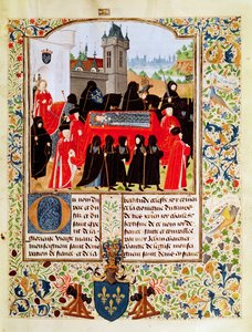 Fr 2691 f.11 Begrafenis van Karel VI van Frankrijk in 1422 met de Hertog van Bedford als hoofdrouwdrager en leden van het Parijse Parlement