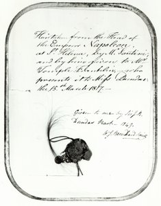 Haar geknipt van het hoofd van Keizer Napoleon door Giovanni Natale Santini en door hem gegeven aan William Temple Franklin, 1816