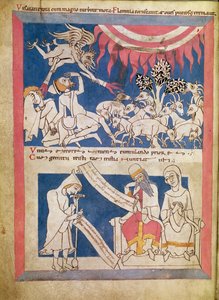 Latijn 7253 15 675, f.4v: Job getest door God door Unbekannt Unbekannt