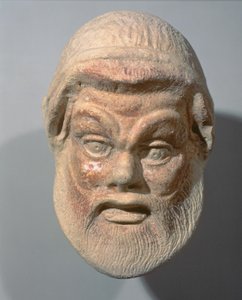 Masker van de buitenkant van een theater, 3e eeuw v.Chr. door Unbekannt Unbekannt