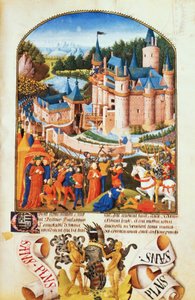 Ms 8266 f.281 Belegering van het Kasteel van Derval door Pierre La Baud