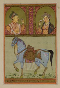 Shah Jahan (1592-1666) en Muntaz Mahal, zijn vrouw (gest. 1629), Mughal door Unbekannt Unbekannt