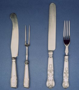 Zilveren mes en vork, Sheffield, ca.1780 en latere versie 1835, door Atkin en Oxley door Unbekannt Unbekannt