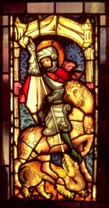 Glas-in-loodraam met St. Joris en de Draak uit Keulen, ca. 1300
