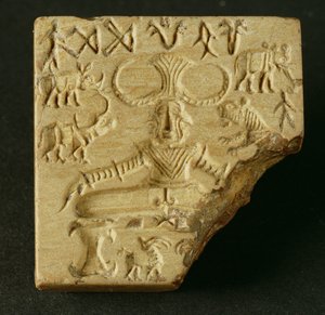 Steatiet Pasupati zegel, Mohenjodaro, 2300-1750 v.Chr.