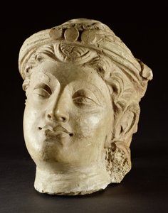 Stucwerk hoofd, Gandhara, 4e eeuw n.Chr. door Unbekannt Unbekannt