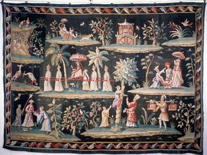 Wandtapijt in de Chinoiserie-stijl van John van der Bank, Soho Tapestry Works, begin 18e eeuw door Unbekannt Unbekannt