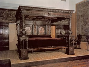 Het Grote Bed van Ware, gesneden eikenhout, 1580