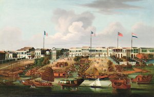 De Hongs van Canton - China Handel, c.1850 door Unbekannt Unbekannt