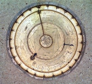 De eerste veer aangedreven klok met fusee, gezicht van de wijzerplaat, door Joseph Zech