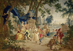 Het dorpsfeest na D. Teniers, geweven door LeClerc en J. van der Borg, eind 17e eeuw, landschap waarschijnlijk ontworpen door Lucas Achtschelling door Unbekannt Unbekannt