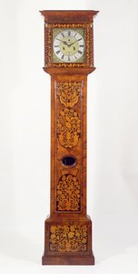 Notenhouten paneel marqueterie staande klok, door James Clowes (fl.1671-89) door Unbekannt Unbekannt