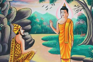 20151103, Kasi, Laos: Schilderij dat het levensverhaal van Shakyamuni Boeddha uitbeeldt door Unbekannt