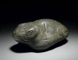 Een zeldzame Azteekse stenen kikker, ca. 1200-1521