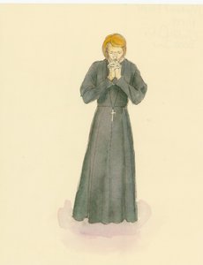 Een reconstructie illustratie van een middeleeuwse priester door Unbekannter Künstler