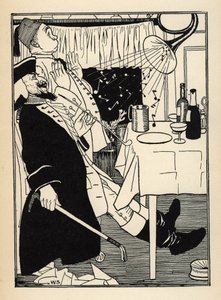 Een bevroren trompet produceert geluiden op zichzelf wanneer het opwarmt, tot vermaak en verbazing van iedereen. Illustratie door William Strang (1859-1921) en JB Clark uit 