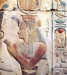 Abydos in Egypte: Osiriac Tempel van Sethi (Seti) I, De Godin ISIS