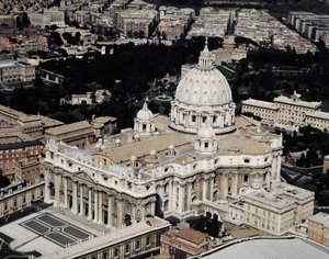 Luchtfoto van de Basiliek van Sint-Pieter, Rome door Unbekannt