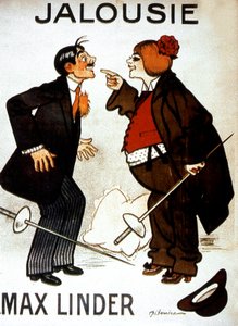 Affiche van de film Jalousie (Max et le mari jaloux) met Max Linder 1914 Stomme film door Unbekannt