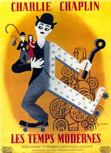 Affiche van de film Moderne tijden van Charles Chaplin met Charlie Chaplin 1936 door Unbekannt