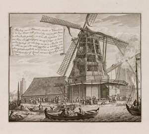 Nasleep van een brand in een oliemolen, Waterland, Nederland