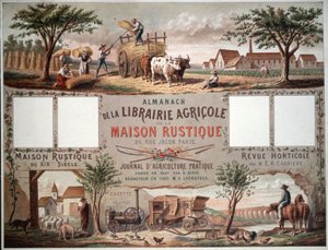 Almanak die traditionele en moderne landbouwmethoden illustreert, ca. 1870-80 (kleur litho) door Unbekannter Künstler