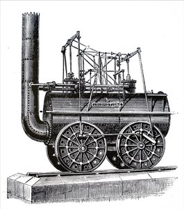 Een locomotief gebouwd door George Stephenson door Unbekannt