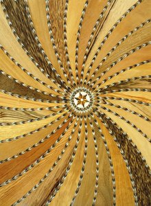 Anglo-Singalese tafel, detail van marqueterie bovenkant, begin 19e eeuw
