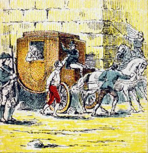 Arrestatie van Lodewijk XVI en zijn vluchtende familie in Varennes op 21 juni 1791. Gravure in "Histoire de France". Serie reclamebeelden uitgegeven namens Louit, circa 1920. door Unbekannt