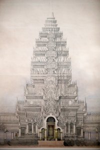 Asian Civilisations Museum, Angkor, Verkenning van de heilige stad van Cambodja, Vooraanzicht van de drie eerste omheiningen van Angkor Wat, Louis Delaporte, Cambodja