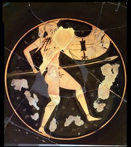 Atheense roodfigurige kylix met een Griekse krijger, Grieks (ca. 500 v.Chr.) door Unbekannt