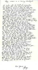 Autograaf exemplaar in het handschrift van de dichter, Thomas Gray, van zijn gedicht 