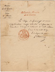 Autografe brief van de afgevaardigde voor de oorlog Gustave Paul Cluseret tijdens de Parijse Commune. Dim. 10,7x6,8 cm 1871 door Unbekannt