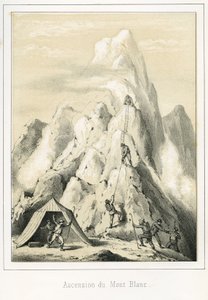 Lawine op de Mont Blanc die resulteerde in de dood van drie gidsen. Gravure 