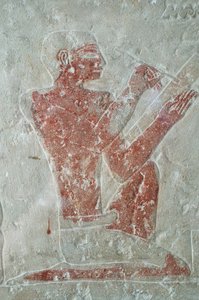 Bas-reliëf in het Egyptisch museum van Caïro: schrijver, Caïro, Egypte