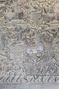 Bas-reliëfs in de noordelijke galerij van Angkor Wat, Cambodja