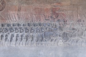 Bas-reliëfs in de zuidelijke galerij van Angkor Wat, Cambodja