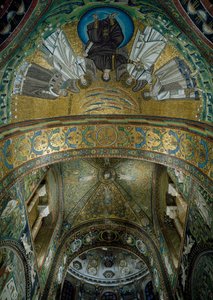 Basiliek van San Vitale, mozaïeken in het apsisgewelf, Ravenna, Emilia-Romagna, Italië door William M. Timlin