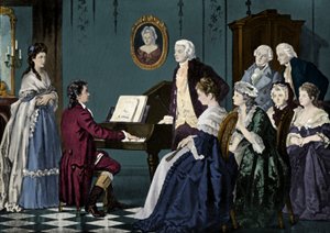 Beethoven speelt bij Wolfgang Amadeus Mozart door Unbekannter Künstler
