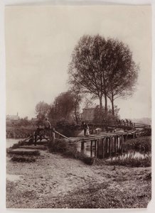 Bruggen, Pile Kinderen op een brug, ca. 1890 door Unbekannt