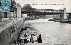 Bretagne, Ille et Vilaine (35), Redon: de spoorbrug - Ansichtkaart gedateerd 1904