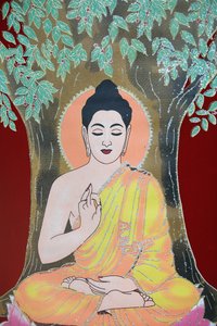 Boeddha geeft een zegen, Thangka, Kathmandu, Nepal
